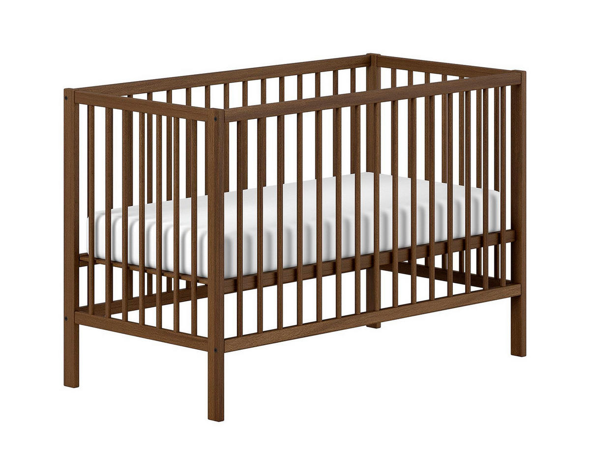 BABYZIMMER SET Keira mit Babybett Wickelkommode Buche massiv nussbaum - Nussbaumfarben, Holz (84/65/124cm) - 58aufmkessel