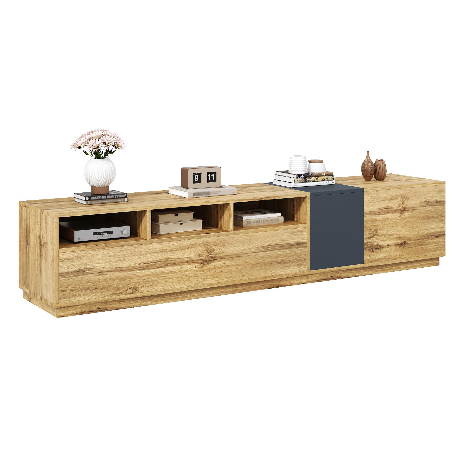 Beauniv Tv-Schrank Grau 45x45x200 cm