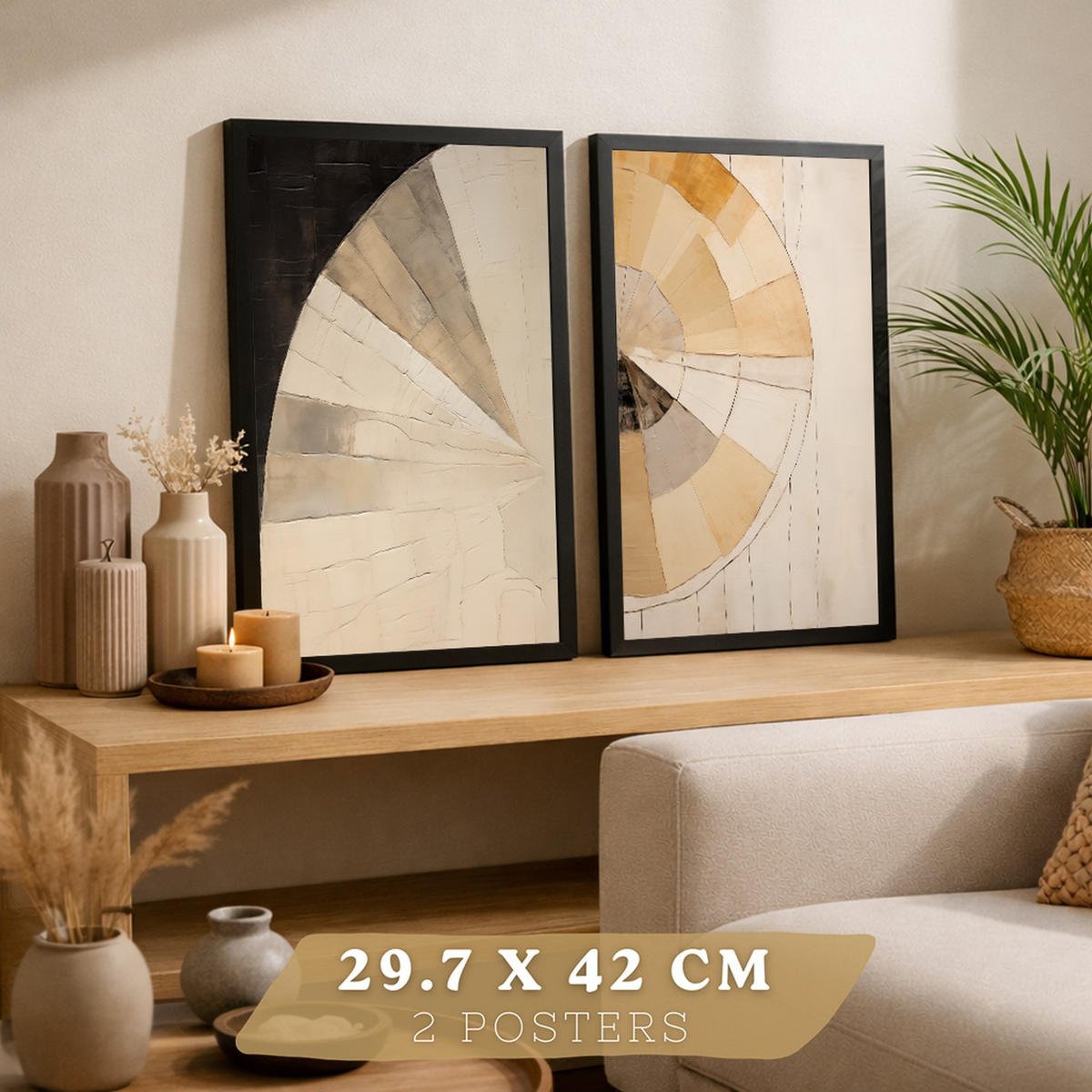 PLAKAT Sada 2 Black Abstract A3 Černý rám - černá, papír (29.7/1/42cm) - Nacnic