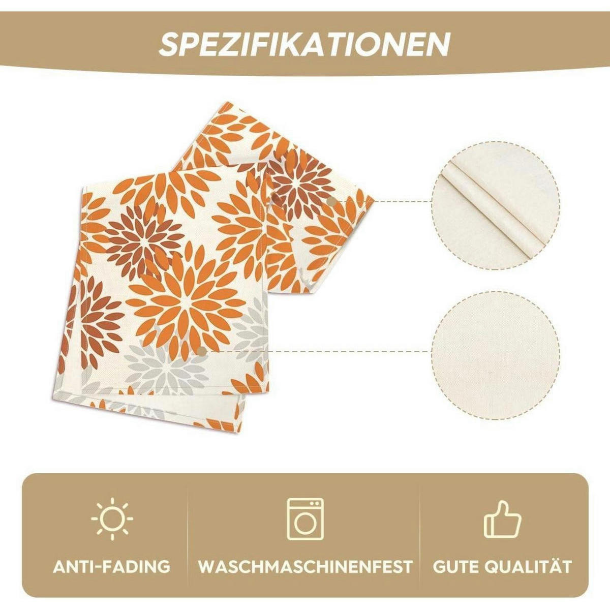 TISCHLÄUFER Blumenmuster Orange 40 x 100 cm - Multicolor, Textil (100/40/1.5cm)