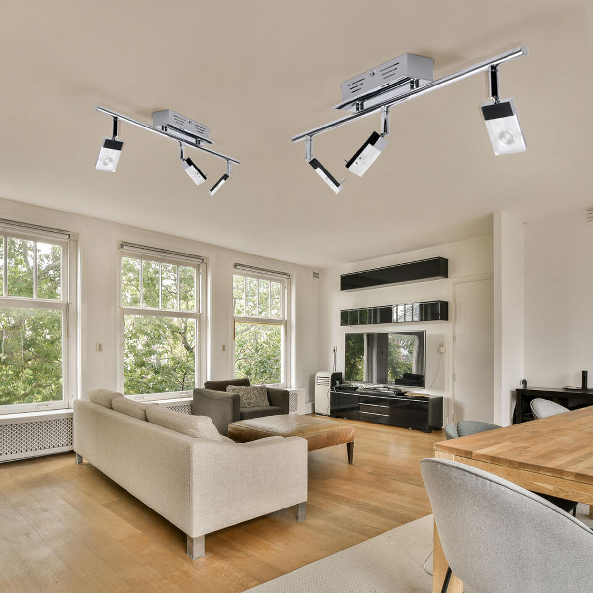 LED DECKENLEUCHTE Metall Silber - Silberfarben, Metall (60/17/17cm)