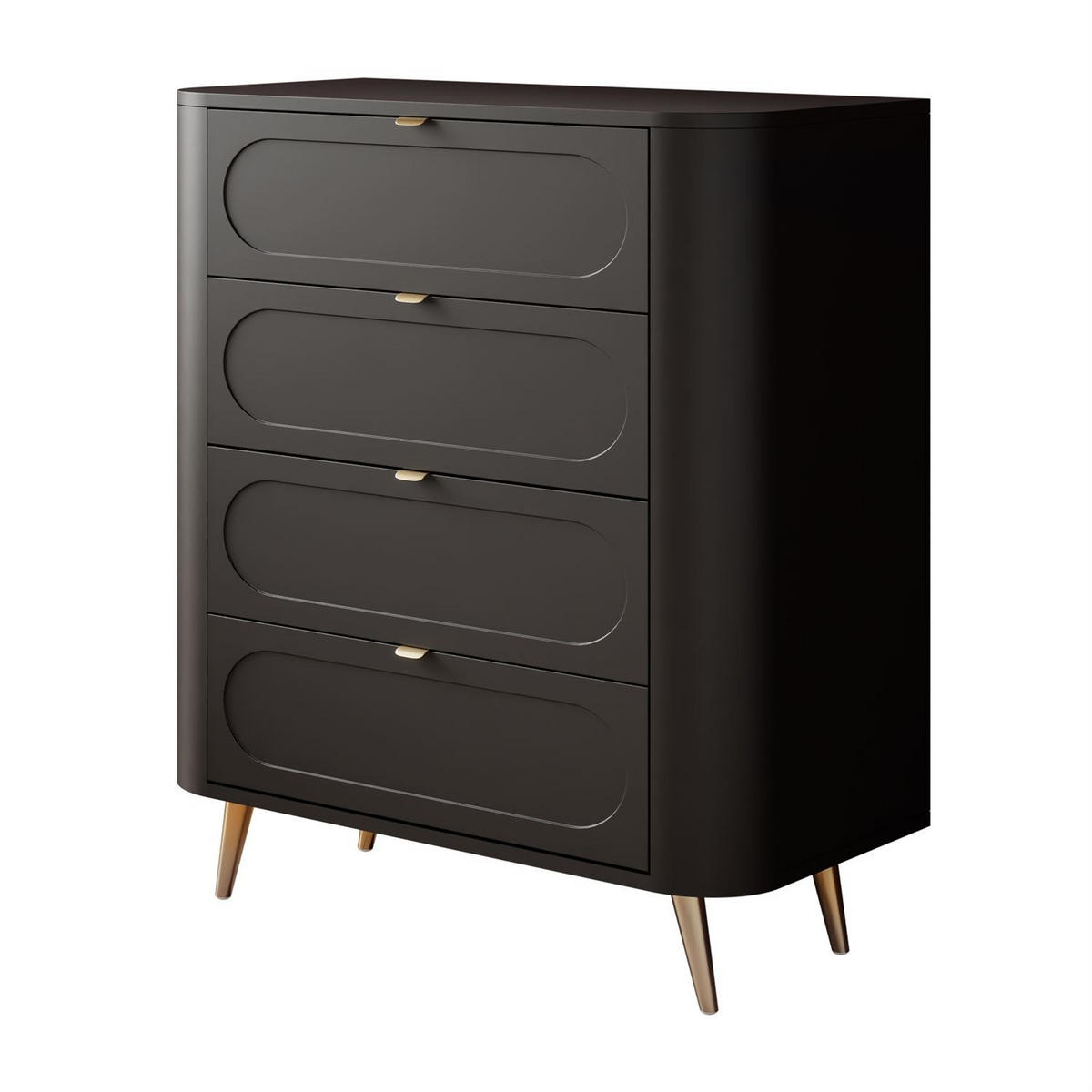 KOMMODE SHADOW II 4S mit Schubladen - Goldfarben/Schwarz, Holzwerkstoff (78/91/40cm) - Lookway