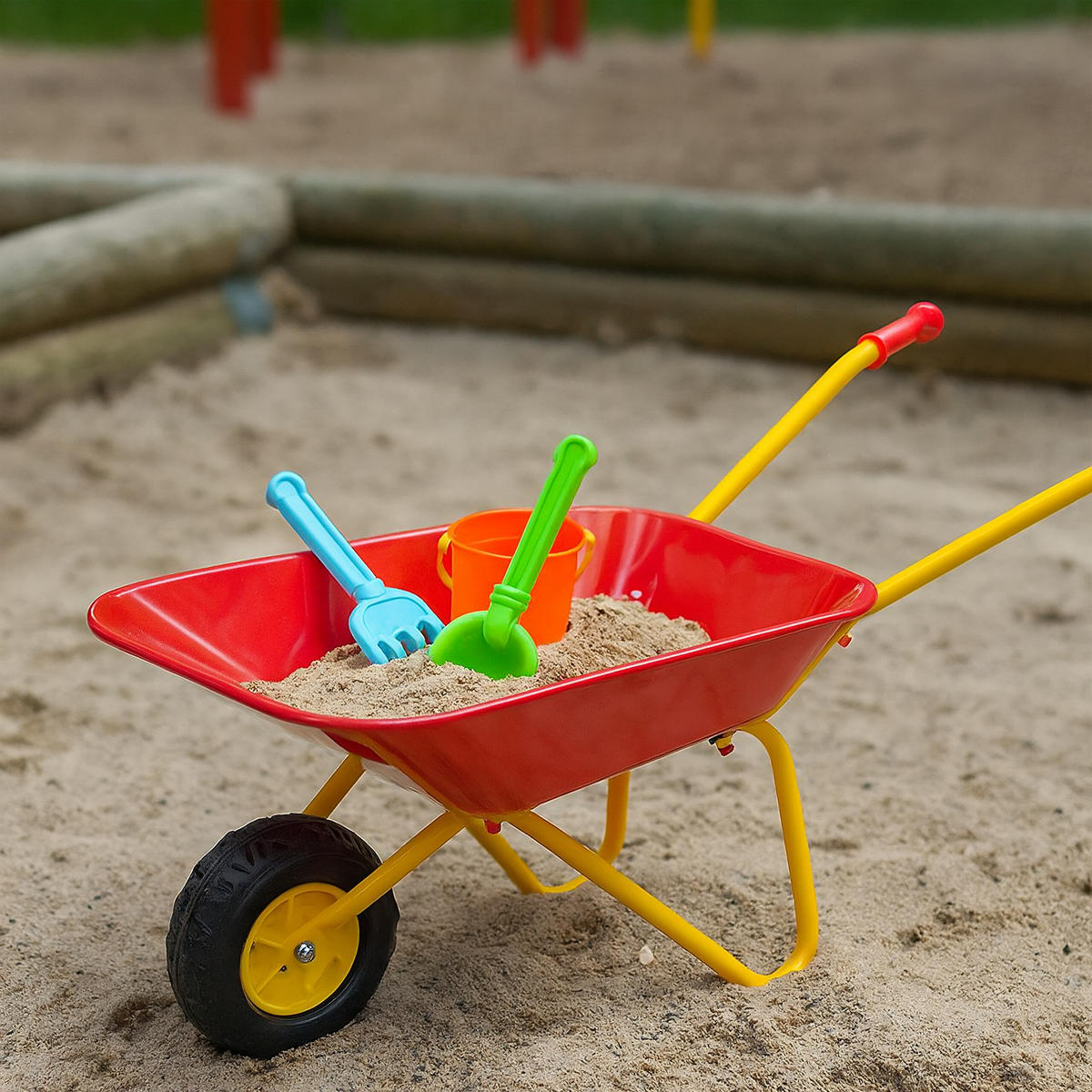 KINDER-SCHUBKARRE - Rot, Kunststoff/Metall (74/43/36cm) - Relaxdays