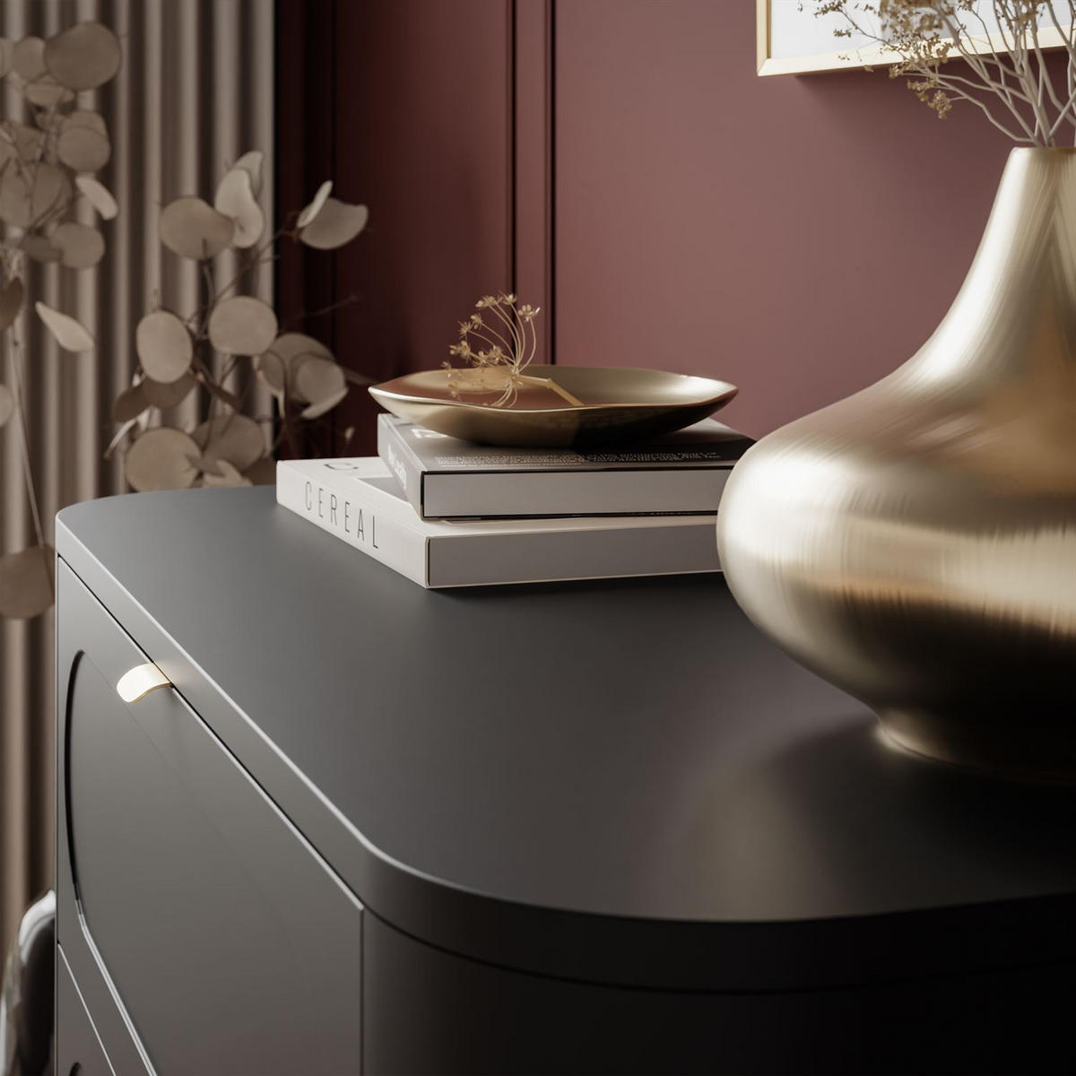 KOMMODE SHADOW II 4S mit Schubladen - Goldfarben/Schwarz, Holzwerkstoff (78/91/40cm) - Lookway