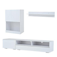 TV-ELEMENT3-TLG 175cm TV-Wohnwand-Set Weiß Hochglanz mit LED für TVs bis 80 Zoll - Weiß, Holz (64.64/13.46/84.71cm) - Raelunyi