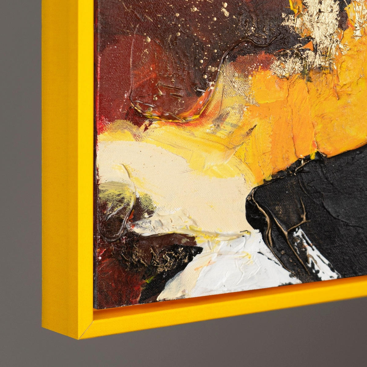 GEMÄLDE Orangene Explosion II Schattenfugenrahmen Gelb 180x120 cm - Gelb, Holz (180/120cm) - YS-art gallery