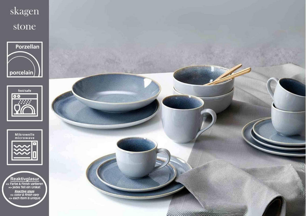 KOMBISERVICE Skagen Stone grau 12er Set - Grau, Keramik (1/1/1cm) - Ritzenhoff Breker