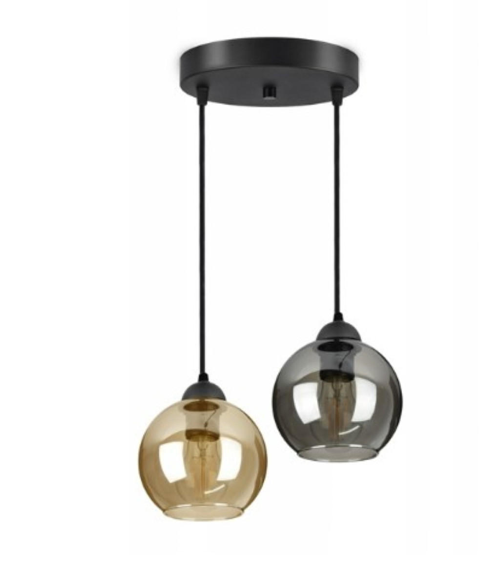 PENDELLEUCHTE HAGEN - Transparent/Schwarz, Glas/Metall (35/35/70cm) - kiki design