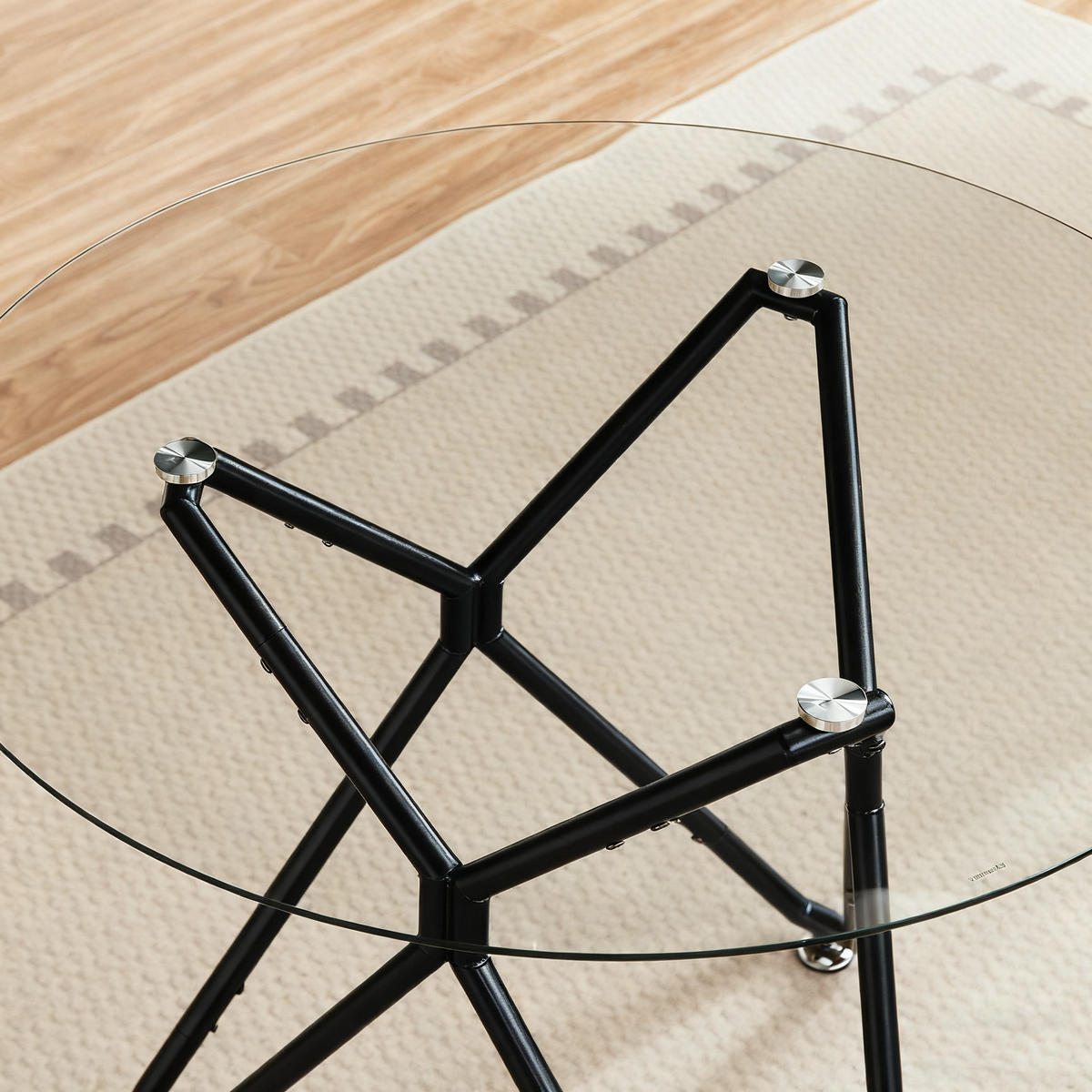 ESSTISCH in Metall，Glas-Tischplatte – 90 cm - Schwarz, Glas/Metall (90/90/78cm) - KOMHTOM