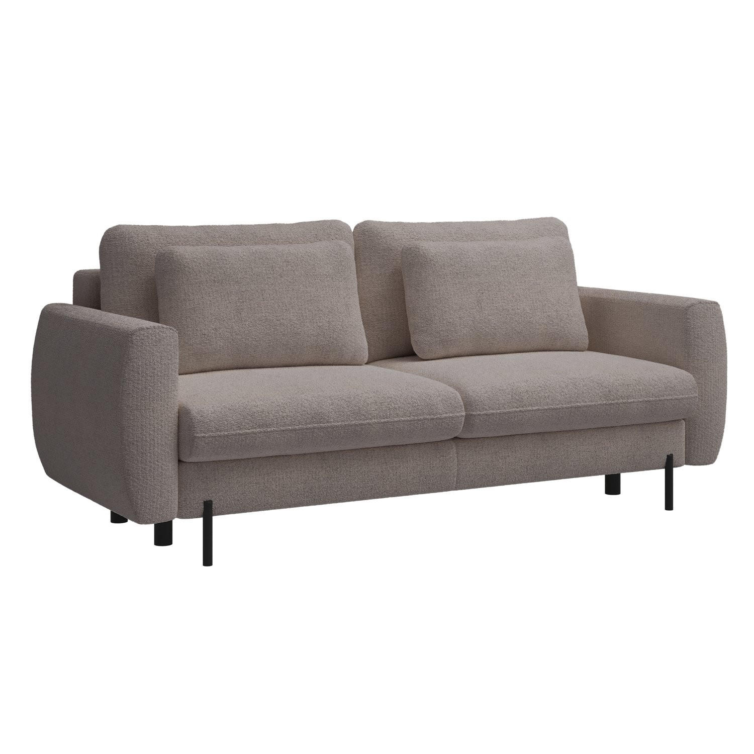 SOFA Rane Beige mit Schlaffunktion - Beige/Schwarz, Textil/Metall (236/90/102cm) - Selsey