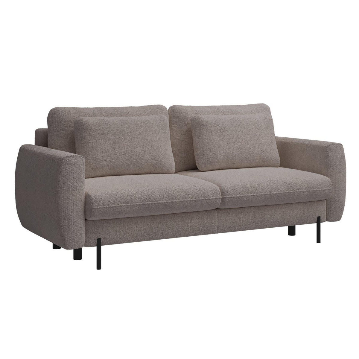 SOFA Rane Beige mit Schlaffunktion - Beige/Schwarz, Textil/Metall (236/90/102cm) - Selsey