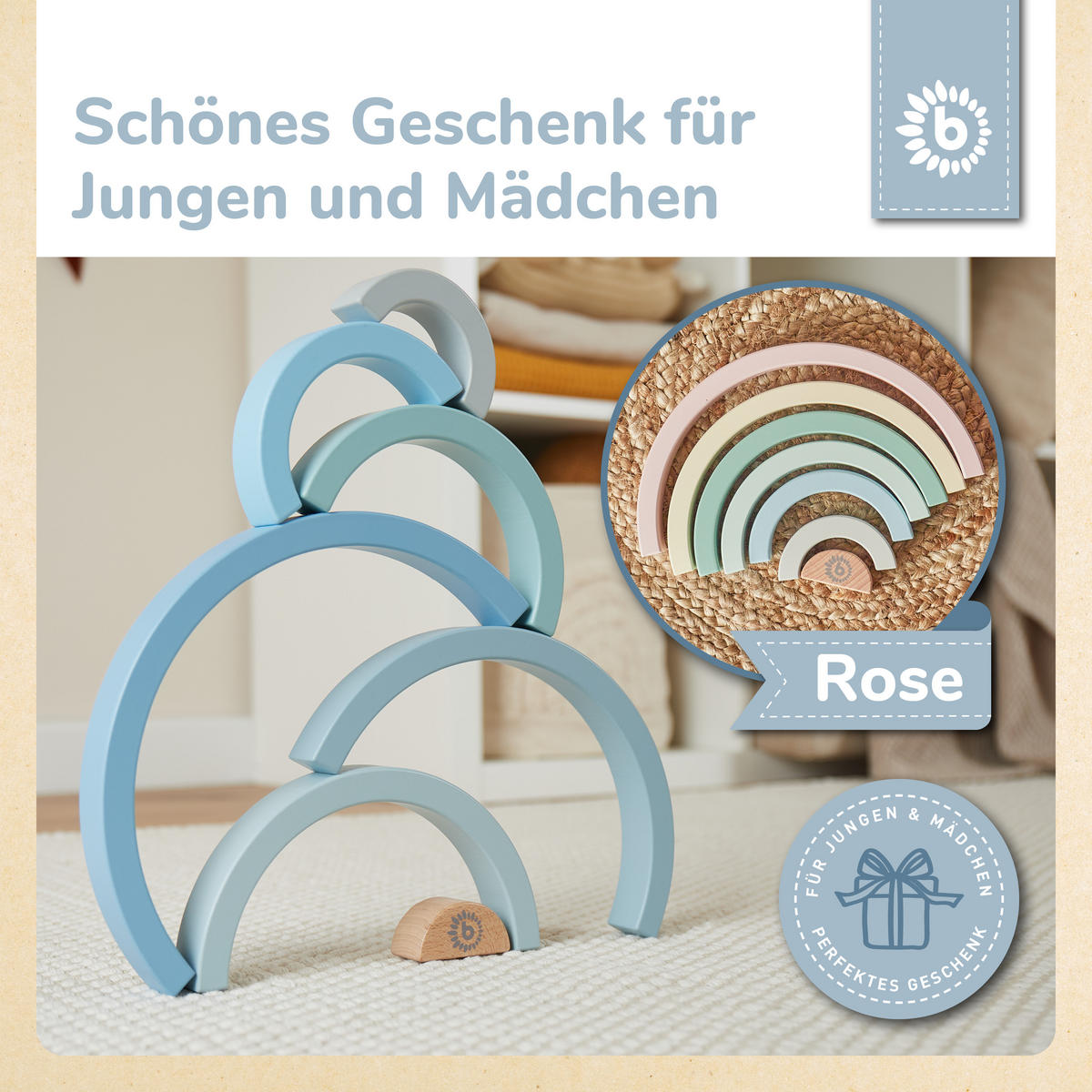 REGENBOGEN aus Holz - ab 12 Monate - Blau, Holz (12.1/24.2cm) - Bieco Spielwaren