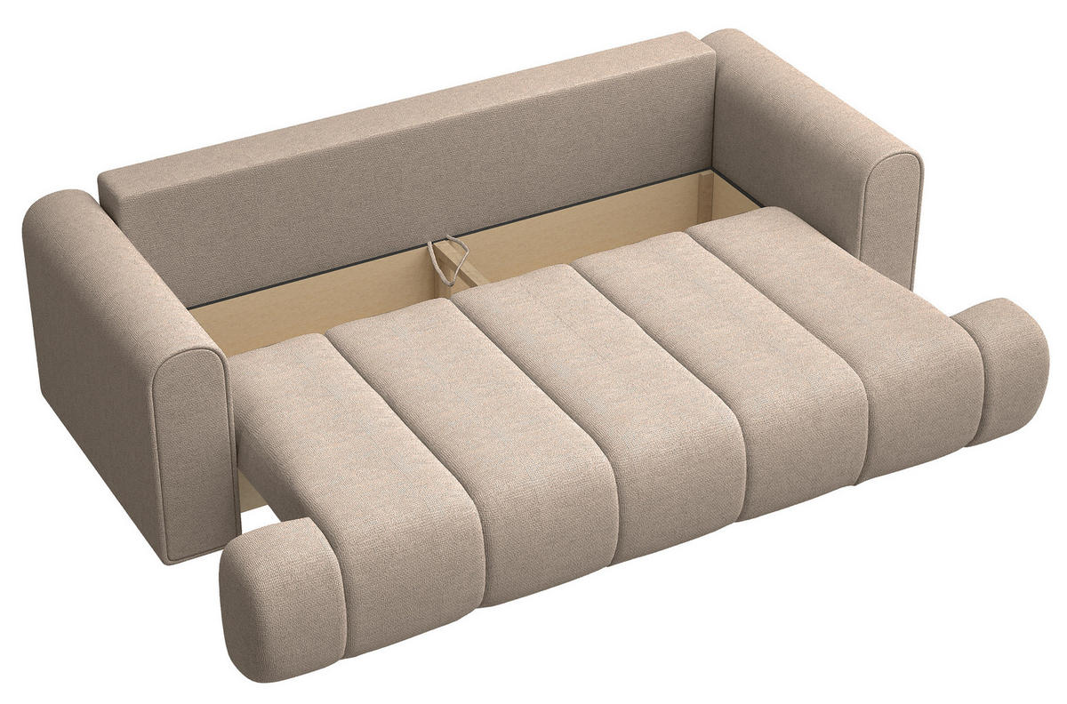 3-SITZER-SOFA Dandelino Beige mit Schlaffunktion - Beige/Schwarz, Kunststoff/Textil (250/90/112cm) - Selsey