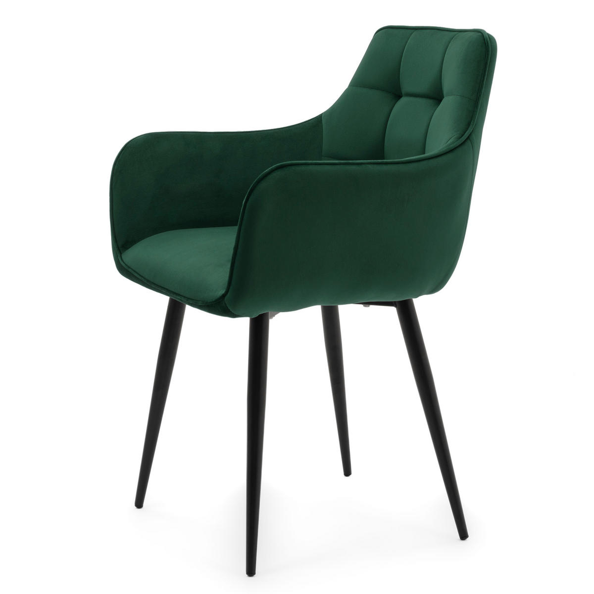 STUHL GALLO gespolstert mit Steppung - grün - Samt Velours - Schwarz/Grün, Textil/Metall (58/88/58cm) - NEW HOME