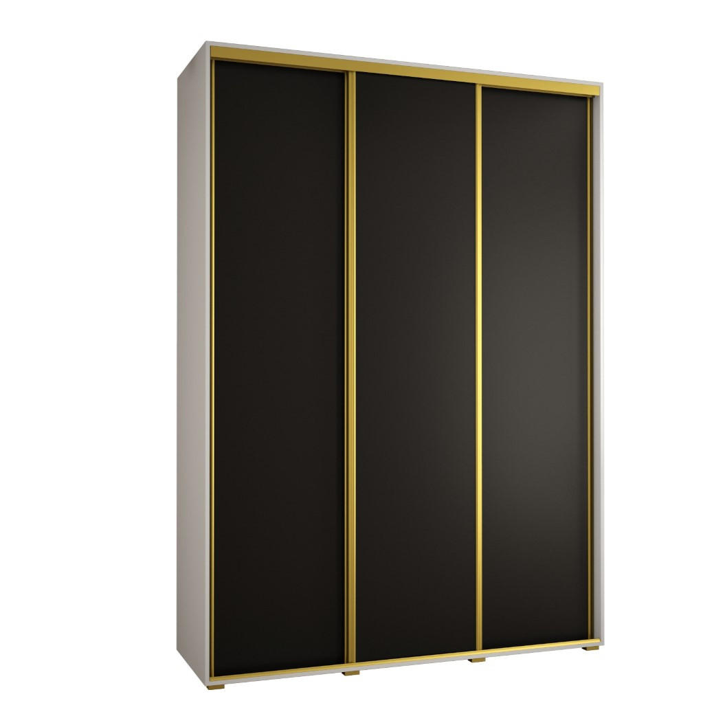 Abiks Möbel Schwebetürenschrank Weiß, Schwarz, Gold 180x235x45 cm