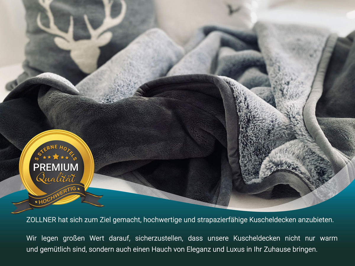 KUSCHELDECKE, 100% Polyester - Grau, Textil (220/240cm) - Zollner