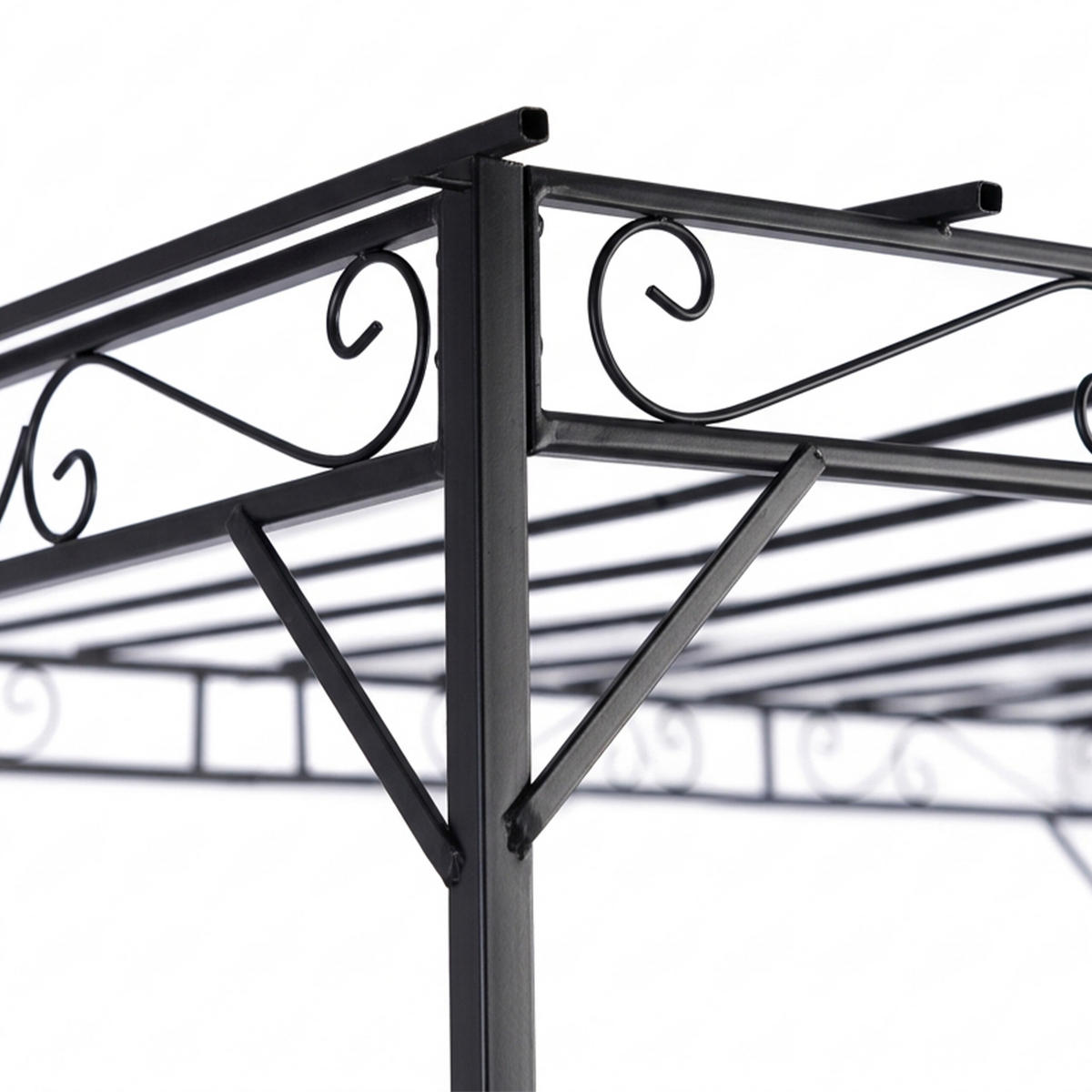 PERGOLA Svart pulverlackerat stål 215x320x190 cm - Svart, Metall (320/215/190cm) - Relaxdays