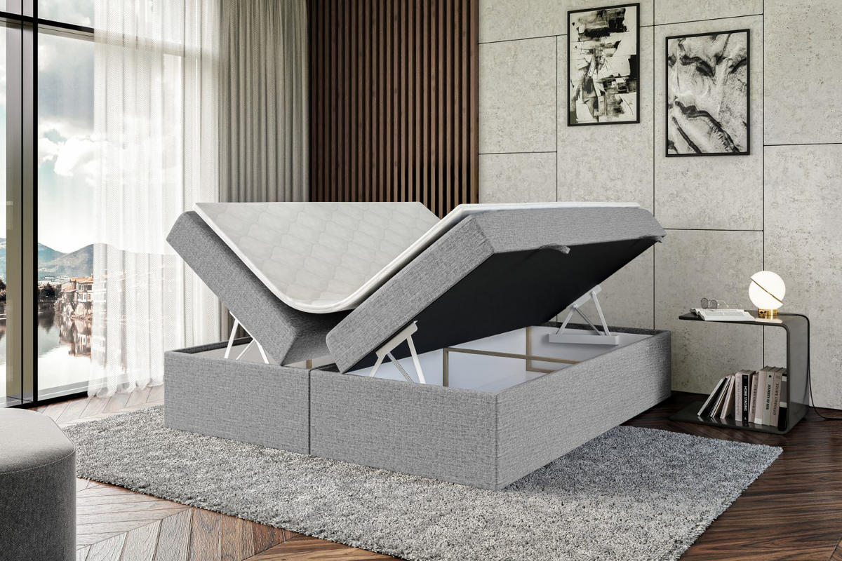 BOXBETT mit H3-Matratze und Lattenrost - MARCE BW - 160x200 Grau - Grau, Holzwerkstoff (160/200cm) - ALTDECOR