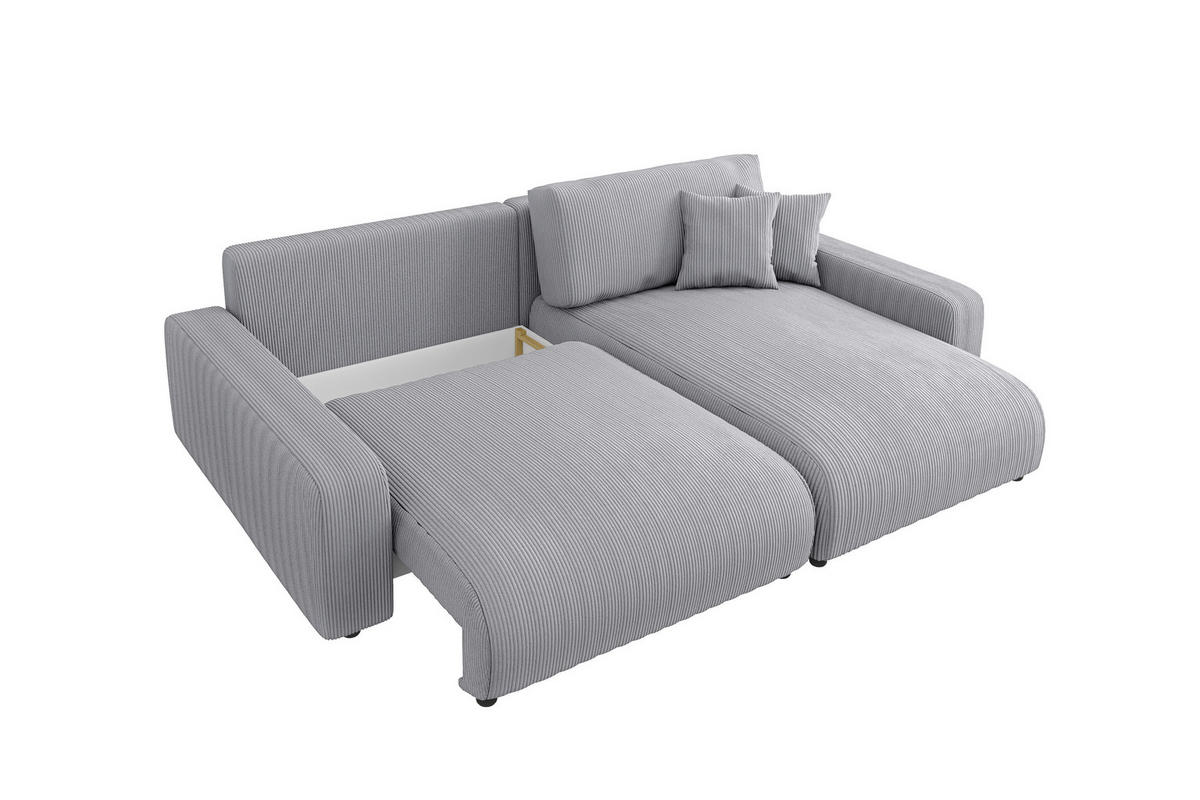 ECKSOFA Emma Hellgrau Cord - Ottomane rechts - Hellgrau, Textil (234/170cm) - S-Style Möbel