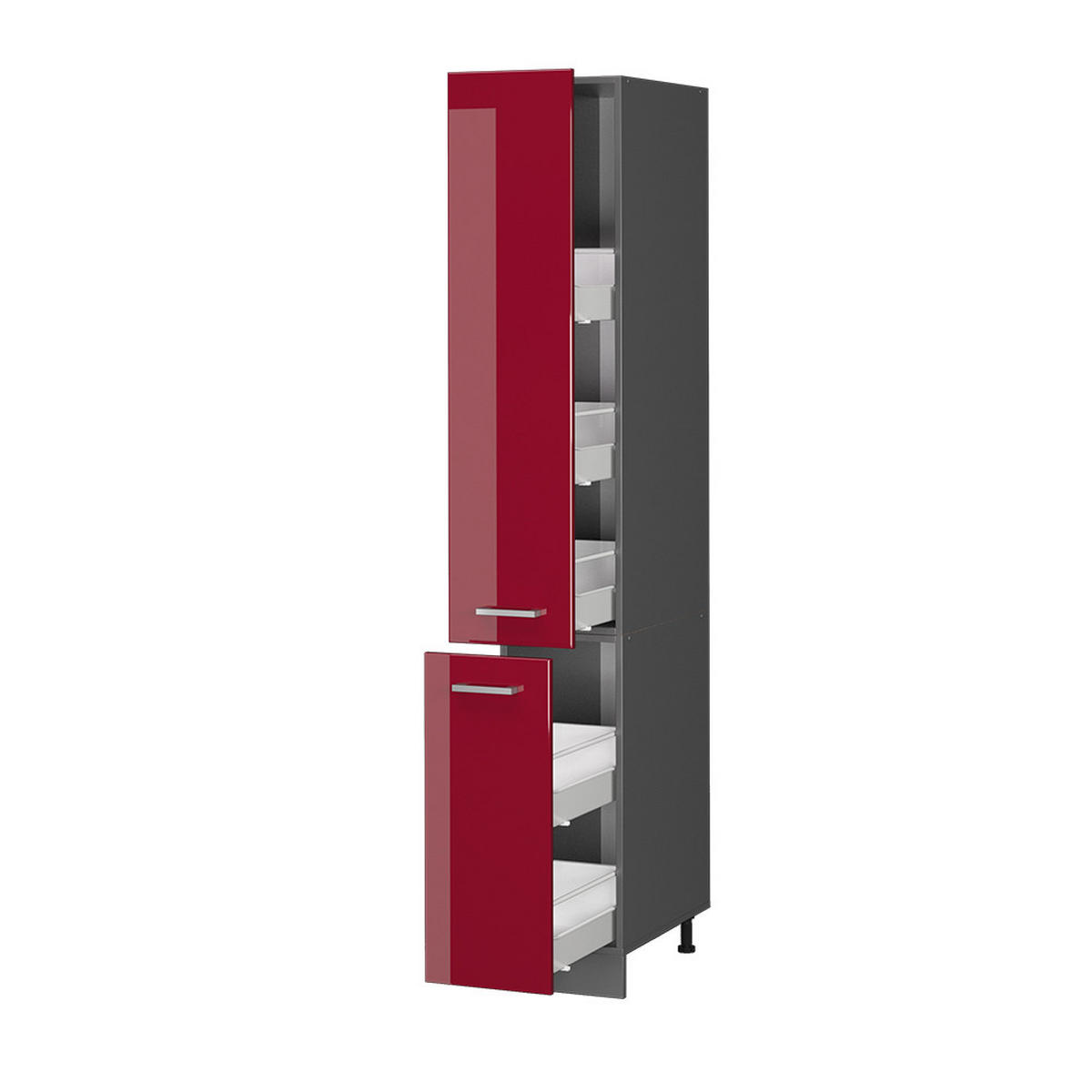 APOTHEKERSCHRANK R-Line Rot Hochglanz 30 cm - Bordeaux/Anthrazit, Holzwerkstoff (30/206.8/57.2cm) - Vicco