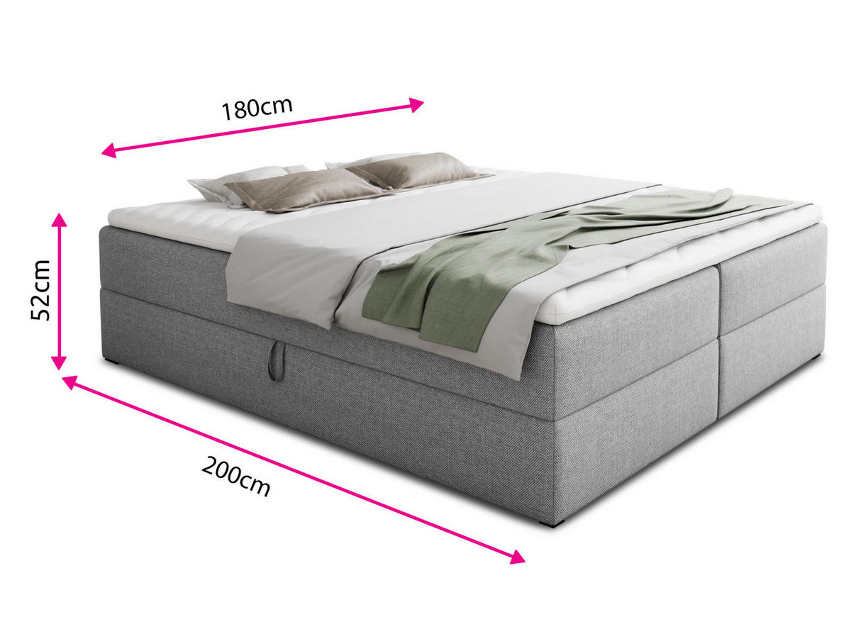 BOXBETT Base - 180x200 - grau (Inari 91, Webstoff) - Schwarz/Grau, Holz/Holzwerkstoff (180/200cm) - Sofnet