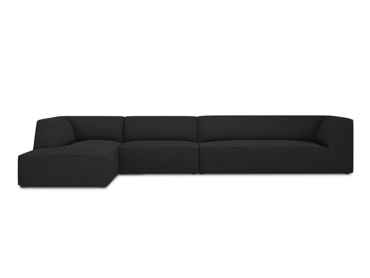 ECKSOFA links Ruby aus strukturiertem Stoff schwarz 5 Sitzplätze - Schwarz, Textil (180/366cm) - Micadoni