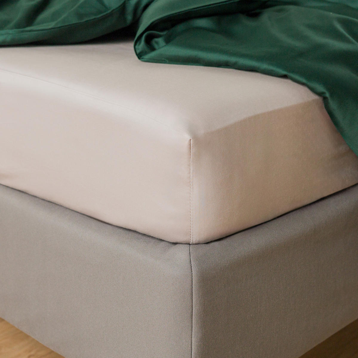 SPANNBETTLAKEN Satinette - Beige, Textil (160/200cm) - home&you