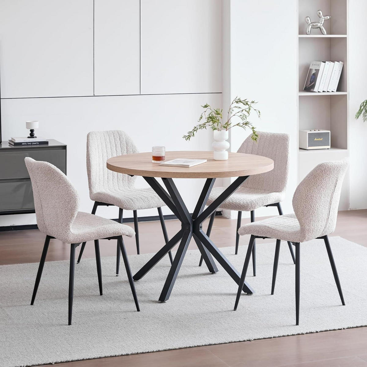 ESSZIMMERSTÜHLE 6er Set Stoff Beige Metallbeine - Beige, Textil (43/86/47.5cm)