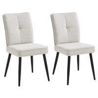 STUHL 2er-Set mit Metallbeinen Chenille Cremeweiß - Weiß, Metall (41/90.5/44cm) - Meubliv