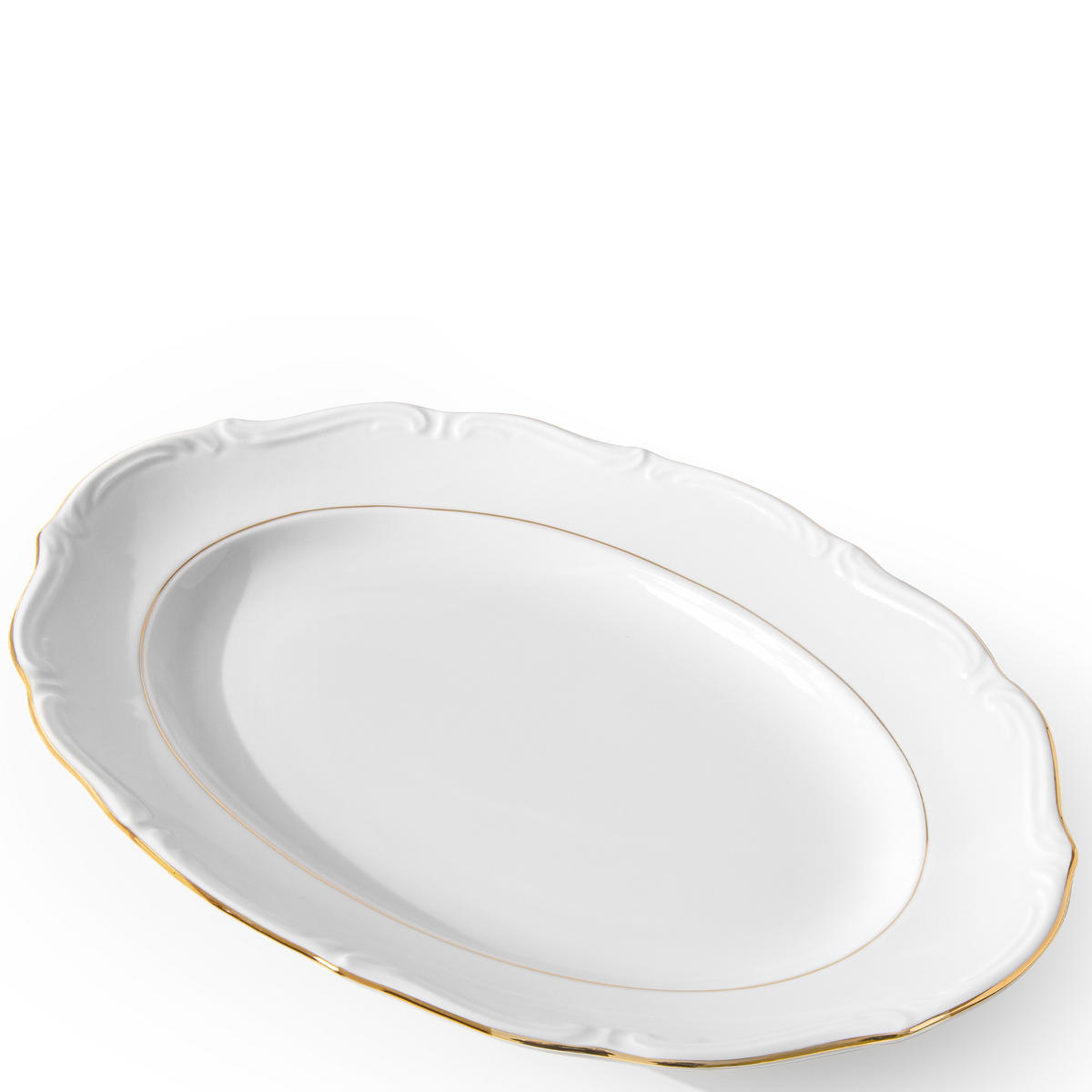 SERVIERPLATTE Chodziez MARIA TERESA Porzellan mit Goldrand, Weiß / Gold - Goldfarben/Weiß, Keramik (22/3/22cm) - KONSIMO®