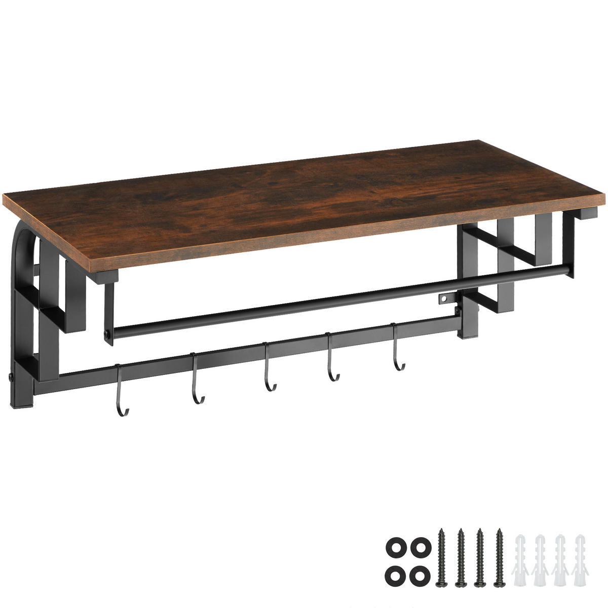WANDGARDEROBE Westwood,66 x 30 x 27 cm,Industrial Holz dunkel, rustikal - Rostfarben, Holz (66/27/30cm) - tectake