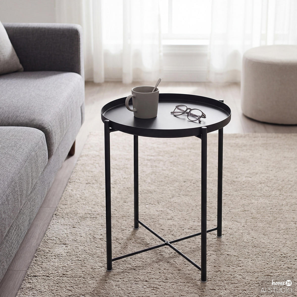 BEISTELLTISCH - Metall - Schwarz, Kunststoff/Metall (45/45/53cm) - home24