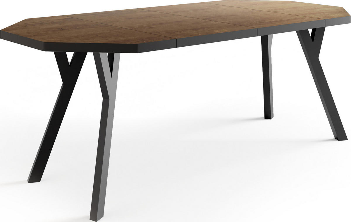 ESSTISCH Desmond achteckiger ausziehbarer, Lefkas Eiche 100-200/100/76 cm - Alteiche/Schwarz, Holz/Holzwerkstoff (100/100/76cm) - WFL GROUP