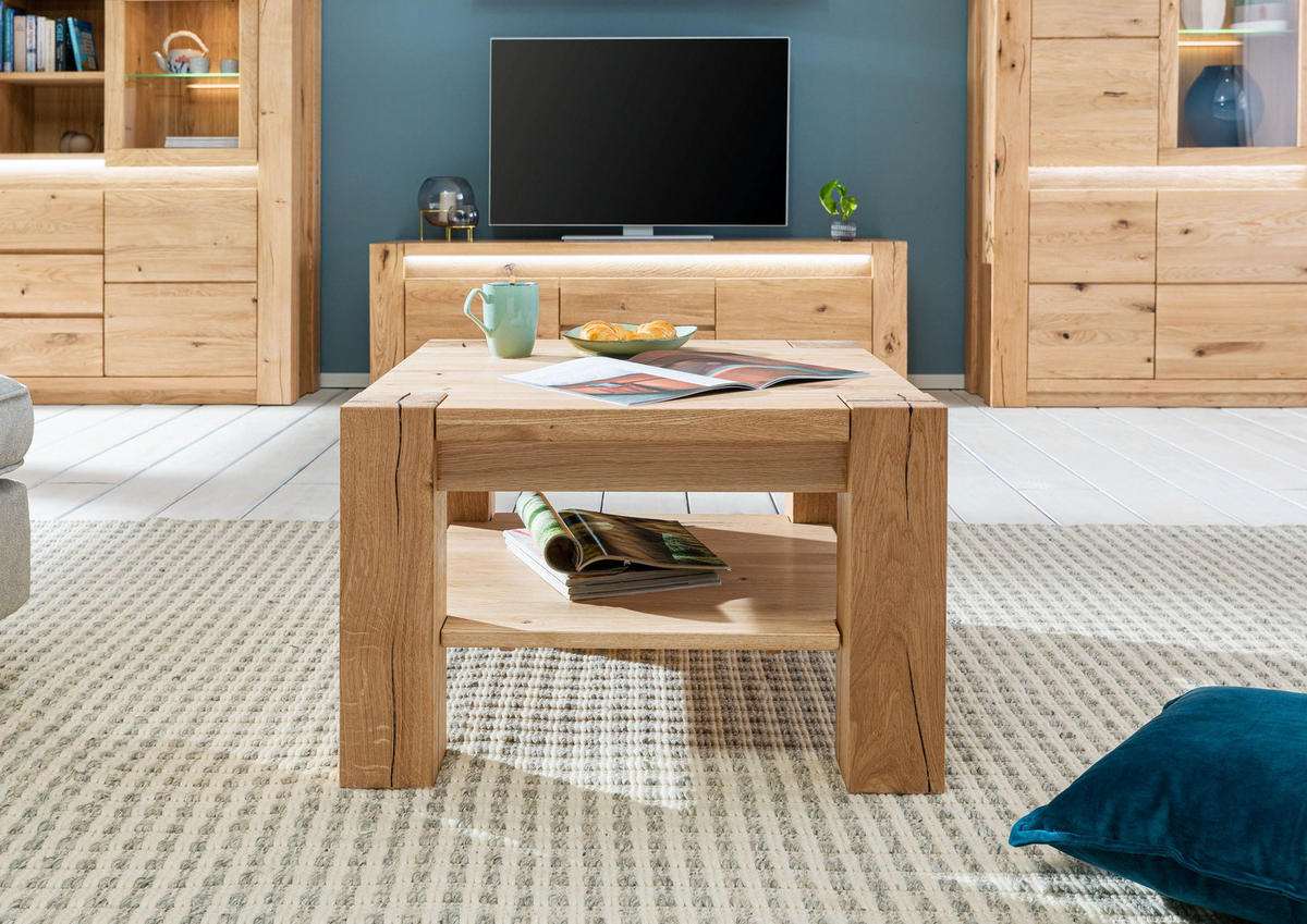 COUCHTISCH Wildeiche 70x70x45 beige geölt KENT #214 - Beige, Holzwerkstoff (70/70/45cm) - Massivmoebel24