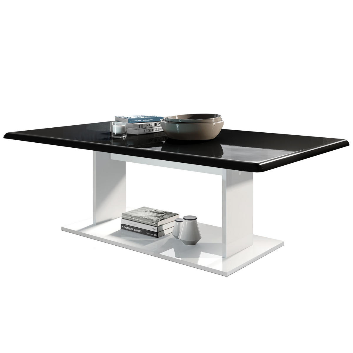 COUCHTISCH Mono Tischplatte in Schwarz Hochglanz - Schwarz Hochglanz, Holzwerkstoff (70/120/40cm) - Vladon