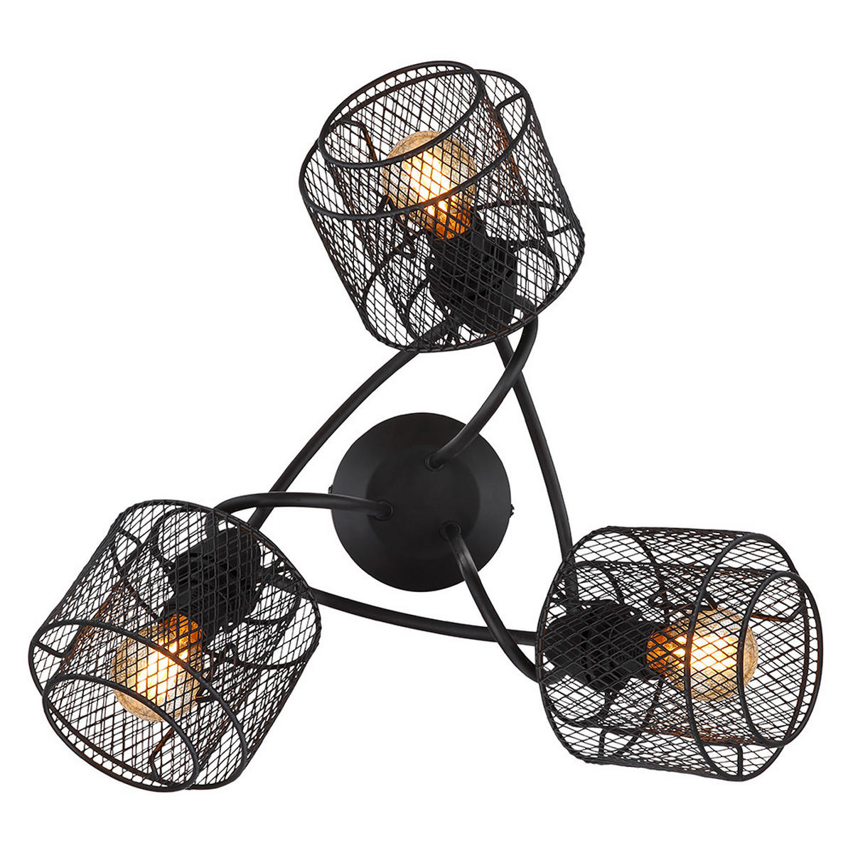 DECKENLEUCHTE Metall Gitteroptik Schwarz - Schwarz, Metall (46/46/27.5cm) - Globo Lighting