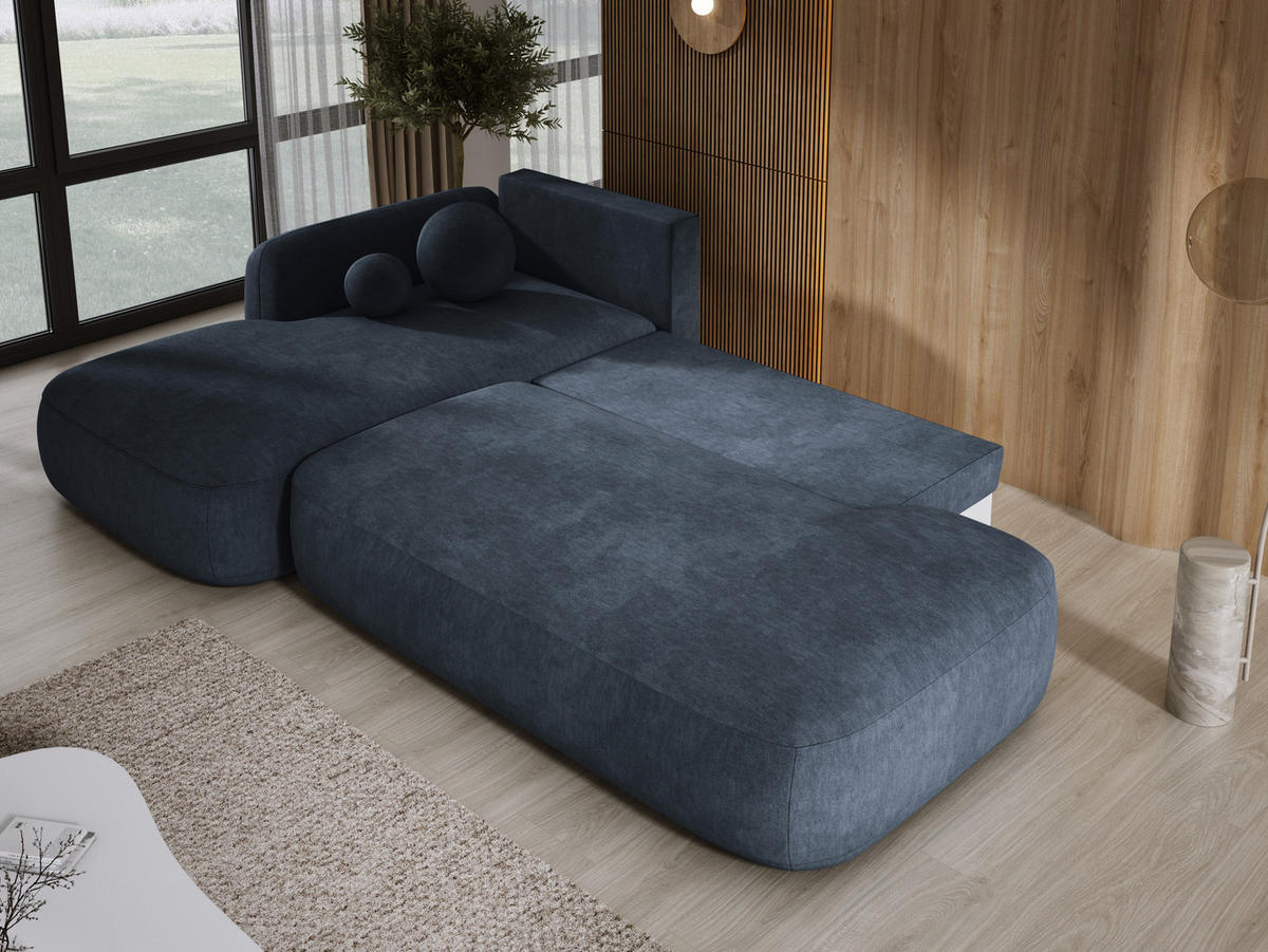 ECKSOFA BABU Mit Bettfunktion – Moderne Polsterecke Für Wohnzimmer Funktionales Schlafsofa Im Stoff CLOUD, 300x105x60cm, Linke, Graphit - Schieferfarben, Holz/Textil (190/300cm) - DomoHome