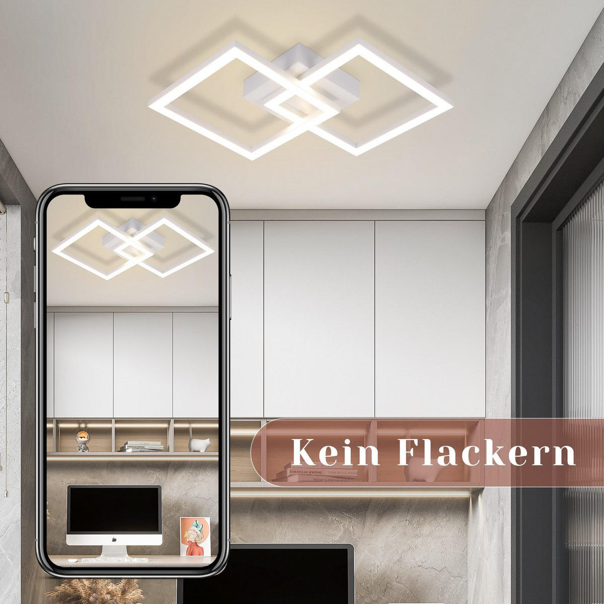 LED-DECKENLEUCHTE Maione 6/29.5/47cm - Weiß, Metall (29.5/6/47cm) - Nettlife