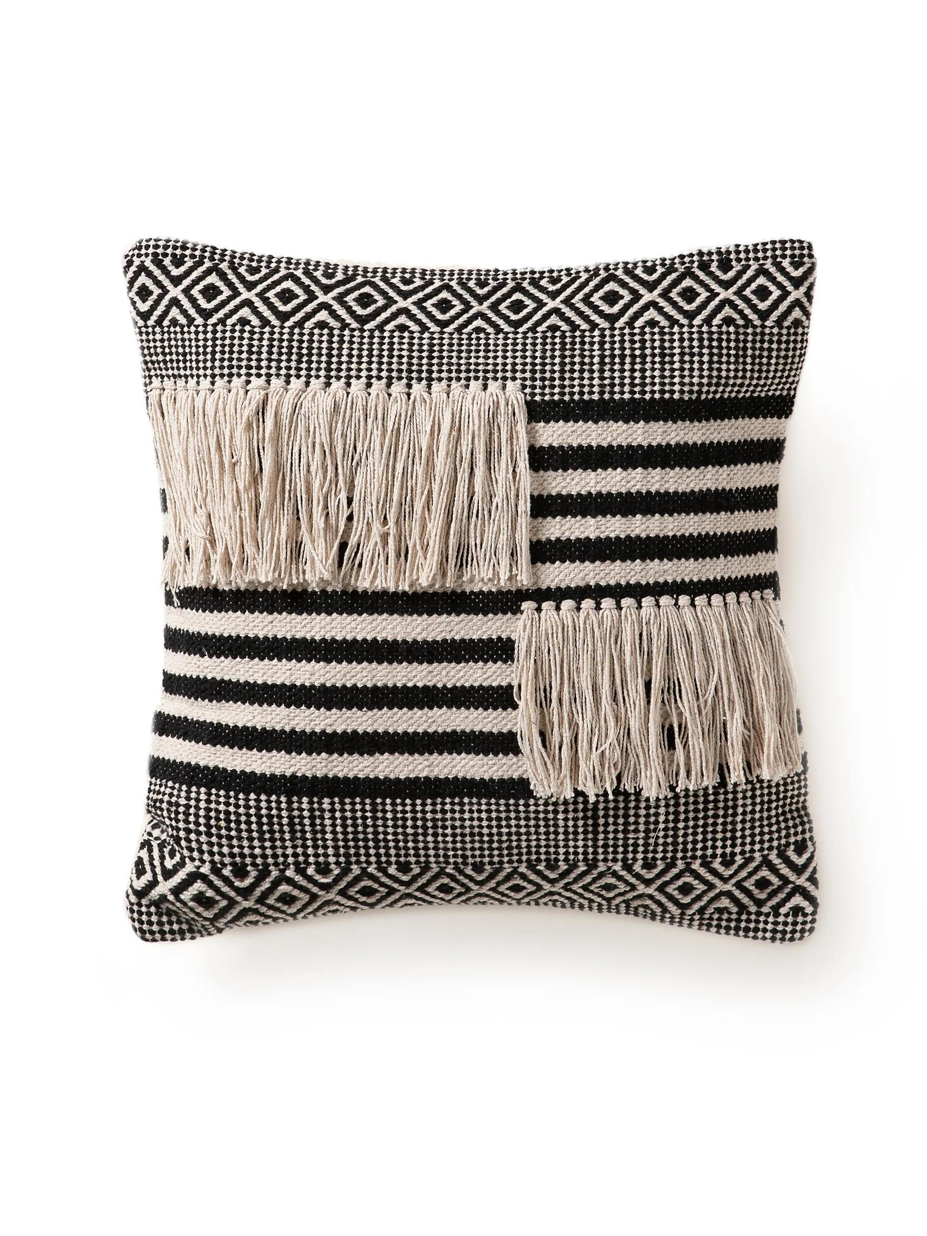 KISSENBEZUG Deja Schwarz/Weiß 45x45 cm - Schwarz, Textil (45/45cm) - benuta Pop