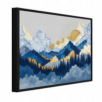 BILDER mit Rahmen Berge Aquarell Blau 120x80 cm - Multicolor, Holzwerkstoff (120/80cm) - Wallarena