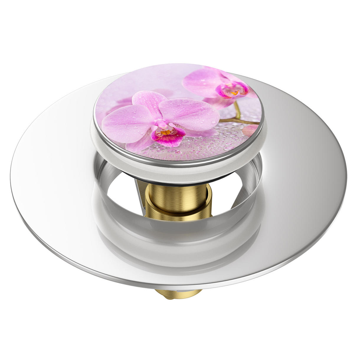WASCHBECKENSTÖPSEL Pop-Up Blooming - Rosa, Metall (6/4/5cm) - Sanilo