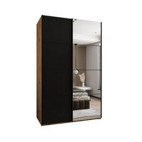 SCHWEBETÜRENSCHRANK 245,5/160/64 2-türig - Schwarz/Eiche Artisan, Holz/Metall (160/245/64cm) - Abiks Möbel