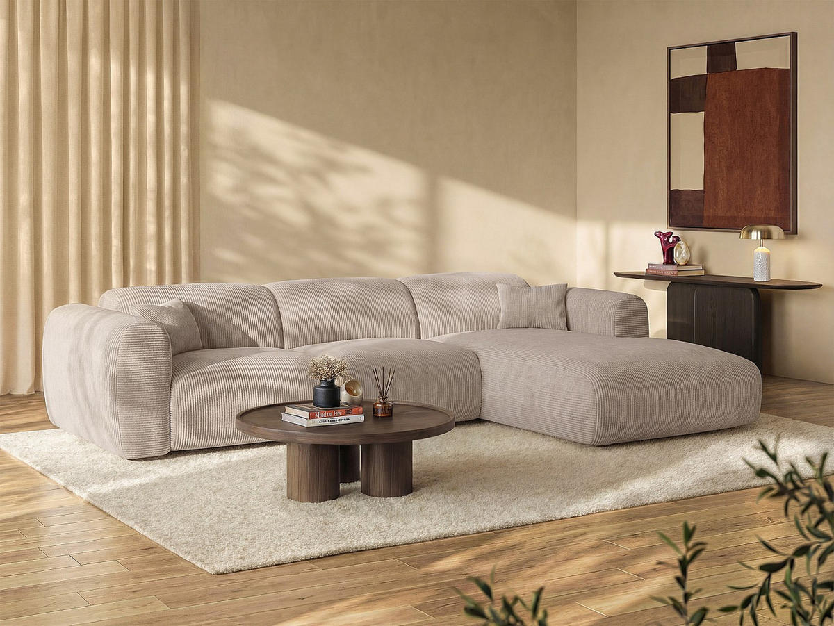 SCHLAFSOFA - 5 Personen - samt - beige Pogni - Beige, Textil (299/73/165cm) - Vente-Unique