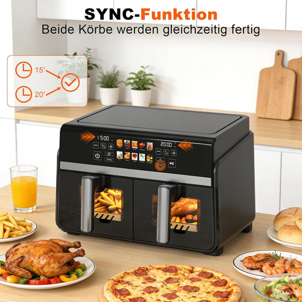 HEISSLUFTFRITEUSE COOK Ⅲ 47/39/35.5 cm - Schwarz, Metall (39/35.5/47cm) - Nettlife