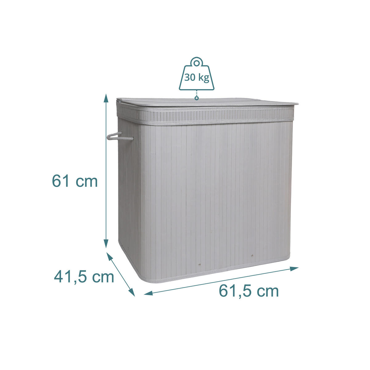 KÔŠ na prádlo - sivá, drevo/textil (41.5/61/61.5cm) - Relaxdays