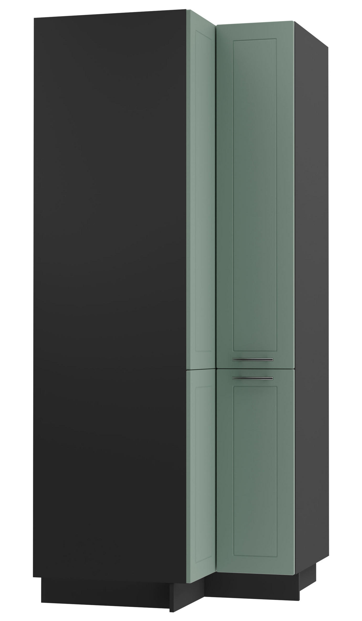 Feldmann-Wohnen Eckvorratsschrank Schwarz, Mintgrün 90x207x90 cm