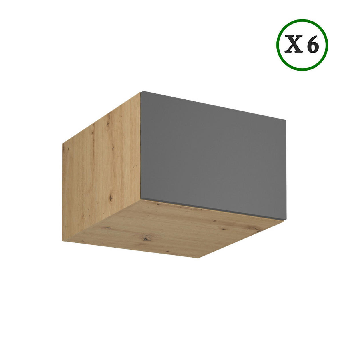KÜCHENZEILE 360 cm – LangenK72-M360 - in Grau / ArtisanEiche - Schwarz/Eiche Artisan, Holzwerkstoff/Metall (360/248/58cm)