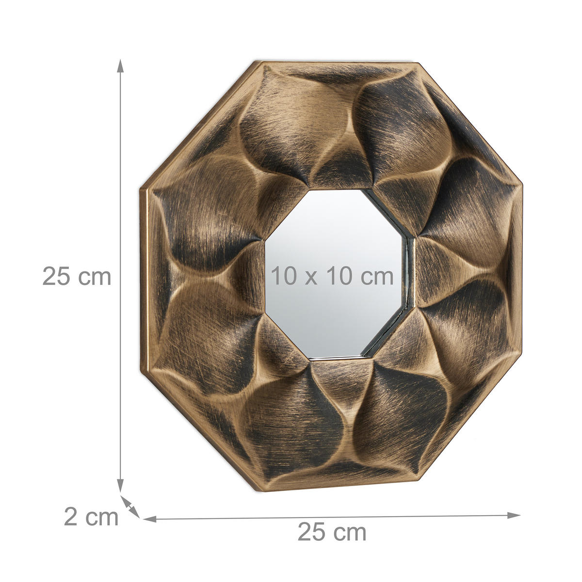 3XZRKADLÁ - zlatá, plast/sklo (25/25/2cm) - Relaxdays