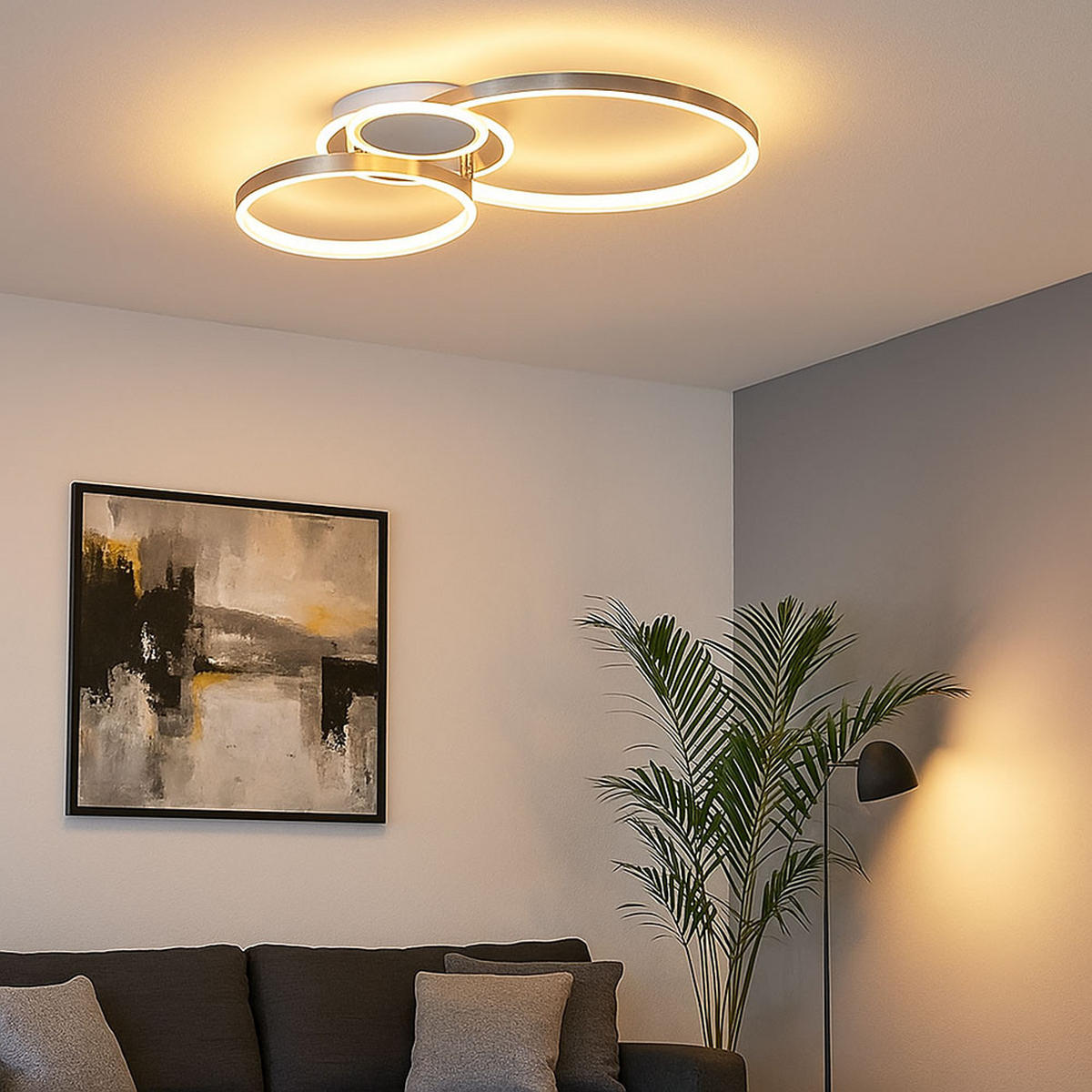 LED DECKENLEUCHTE Metall Silber - Silberfarben, Metall (54/38/9cm) - Wofi