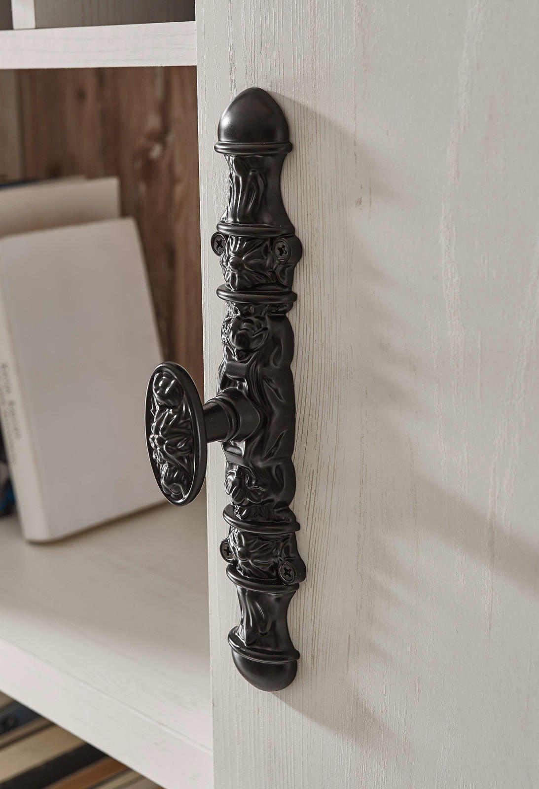 Thumbnail - Furn.Design Wohnwand, Weiß, Pinien, Metall, Nachbildung,Pinie, 5 Fächer, 2 Schubladen, 296x201x44 cm, FSC 100%, Wohnzimm...